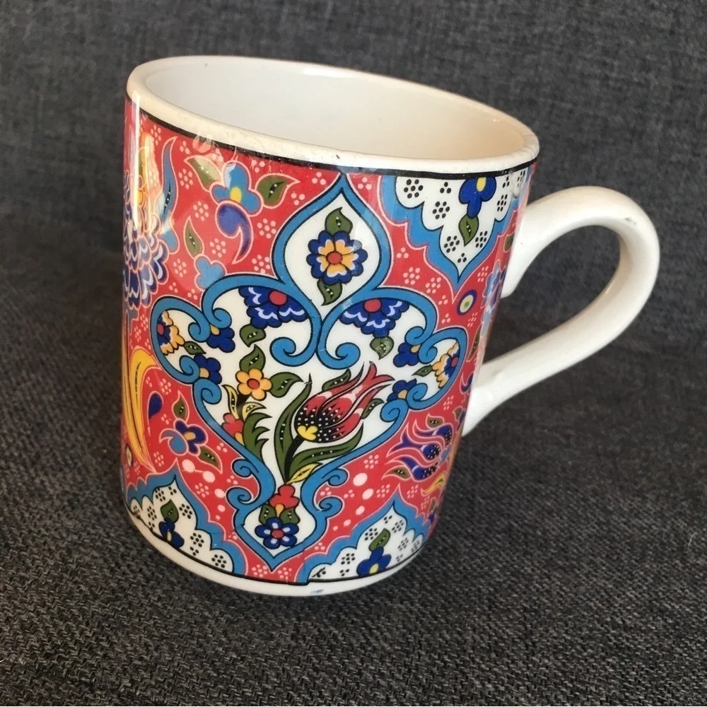 Colorful fleur-di-lis Coffee Mug, Red, Blue, Yellow, 11 oz